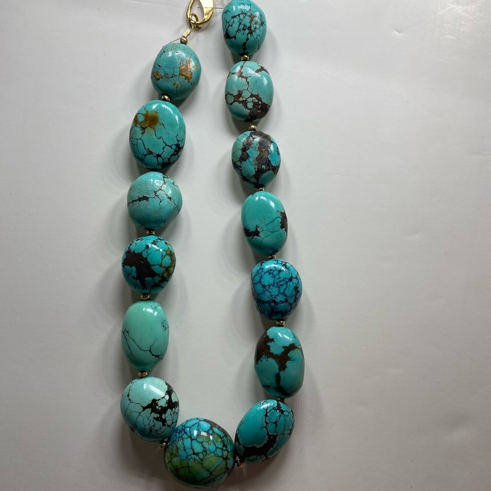 Vintage Turquoise Necklace with Oval Beads